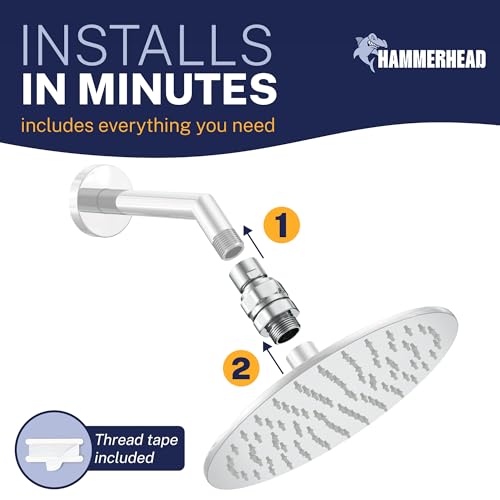 HammerHead Showers® Solid Metal Shower Head Swivel Ball Adapter, Chrome | Adjustable Pivot Ball To Adjust Showerhead Angle | Universal Connector Joint Fits Fixed, Hand Held & Rain Shower Heads - color: Chrome