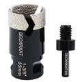 Diamond Core Drill Bit Vacuum Brazed 1-3/8” 35mm Diamond Hole Saw with Flutes for Granite Quartz Hard Porcelain Tile with 5/8-11 Female Thread & 3/8” Hex Shank Adapter Fit Angle Grinders & Drills - size: 1-3/8”（35mm）