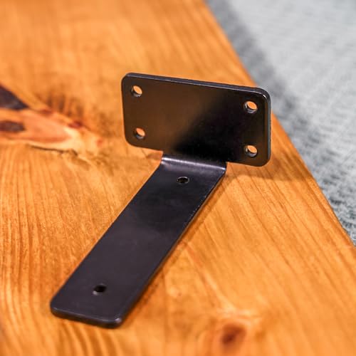 4 Pack 4 Inch Shelf Brackets – Heavy-Duty Black Metal L Bracket for Wall Mount Floating Shelves – Includes Screws & Anchors – Powder Coated Steel for DIY, Garage, Kitchen, or Closet Use - size: 4 Inch