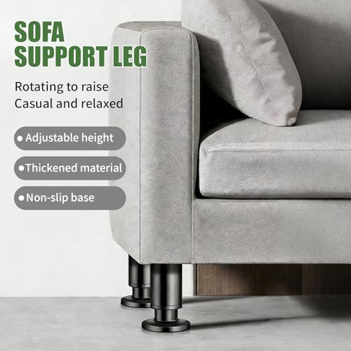Furniture Legs Metal Adjustable 4 Pcs 4.72-7.08 inch, Adjustable Cabinet Legs for Sofa/Bed/Chair/Dresser/Table, Bed Center Slat Support Legs, Black - size: 4.72-7.08" (4pcs)