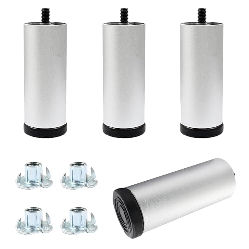 Murtenze 4 Inch Metal Furniture Legs, Silver, 4 PCS - color: Silver, size: 4 inch