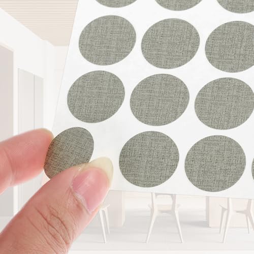 PATIKIL 270 Pieces Screw Hole Stickers, 5 Sheet Self-Adhesive Waterproof PVC Wood Grain Sticker for Screw Holes Wall Cabinets Desk Repairing, Gray Fabric, 21mm/0.83 Inch - color: Gray Fabric