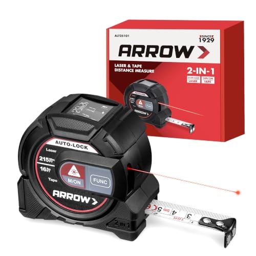 Arrow 2-in-1 Laser Tape Measure, 215Ft/65m Laser Distance Measuring Tool
