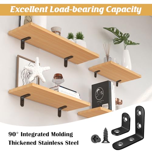 weiwei 48 PCS Stainless Steel L Brackets & Straight Brackets, Multi-Size Angle Bracket Mending Plate, Sturdy Corner Bracket Flat Braces Combo Set with Screws for Wood Shelves Furniture Cabinet DIY - style: Combination 2