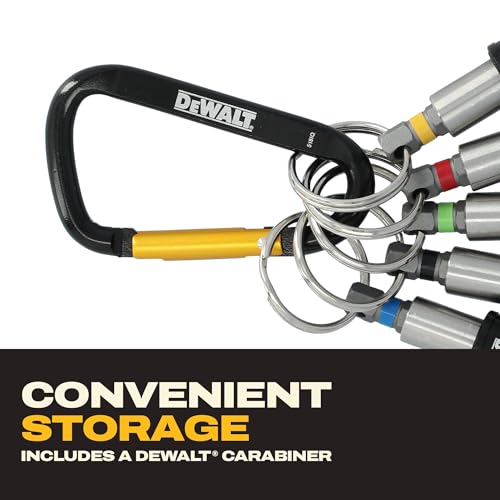 DEWALT Keyring Bit Holder Set 1/4 Inch Hex Bits, Durable Metal Bit Holder Key Chain (DWAFHLDKC5)