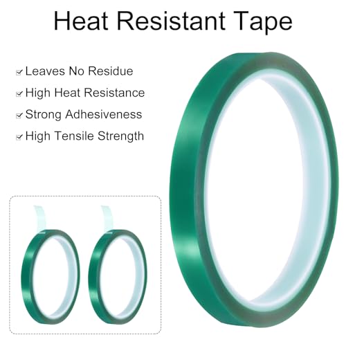 uxcell Green Heat Tape, 1 Roll 10mmx33m 108ft High Temperature Heat Resistant Tape for Sublimation,Heat Vinyl Press,Heat Transfer, Circuit Board, No Residue - color: Green, size: 10mmx33m