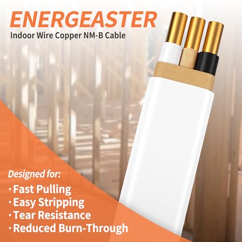 Energeaster Solid Indoor 14/2 W/G NMB Cable 250ft, Electrical Wire, White - size: 250FT, style: 2x14AWG-White