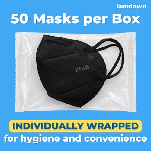 (50-Pack) KN95 Face Masks, Individually Wrapped, Premium Disposable Dust Mask, Black - color: 50 Masks (Black)