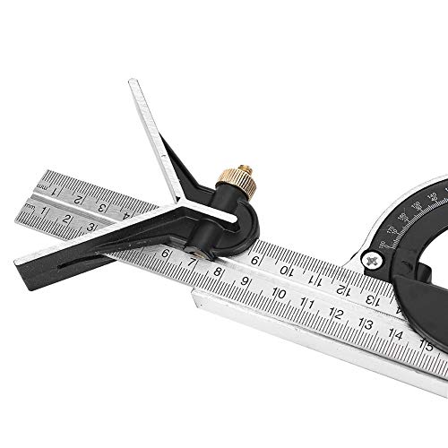 Stainless Steel T Ruler, Combination Set with Protractor, Stainless Steel Angle Ruler 0-180° Combination Tri 0.01 Protractor Measure Tool for Woodworking, Metalworking