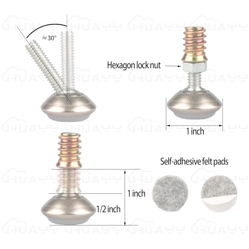 HUAYY Furniture Levelers Swivel Feet,Angle Height Adjustable(1/4-20 Nut Inserts Kits-8 Sets),Heavy Duty Leveling Legs for Table Chairs Cabinets Sofa,with High-Density Self-Adhesive Felt Pads - size: 1/4-20 Kits-8 Sets