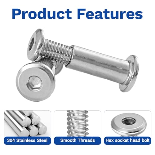 30 Sets M5 x 10mm Stainless Steel Furniture Joint Connector Bolts - size: M5X10-30 Sets