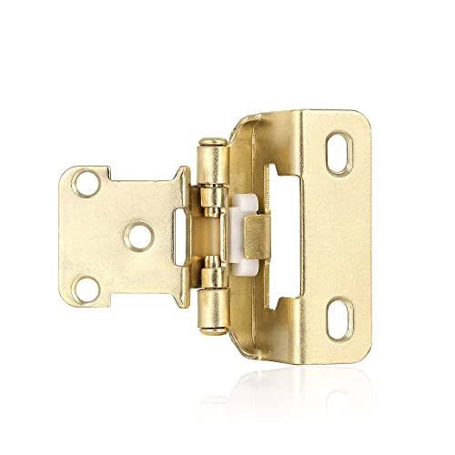 Gold Kitchen Cabinet Hinges, 1/2” Overlay, 4 Pack - color: Gold