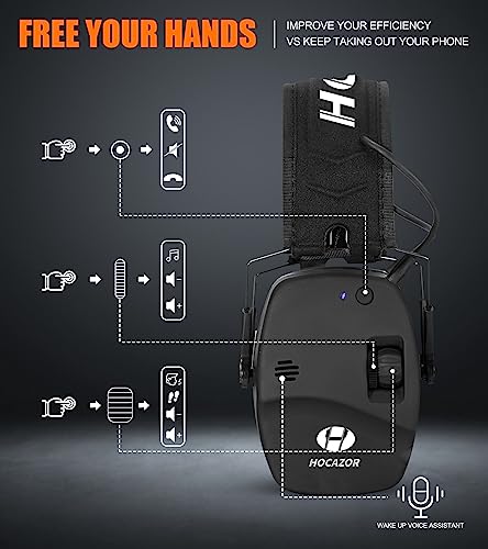 Upgrade Bluetooth 5.4 Shooting Ear Protection with Sound Amplify Electronic Digital Safety Ear Muffs Slim Hearing Protector for Shooting Hunting Gun Range (Black) - style: Bluetooth Earmuffs(black)