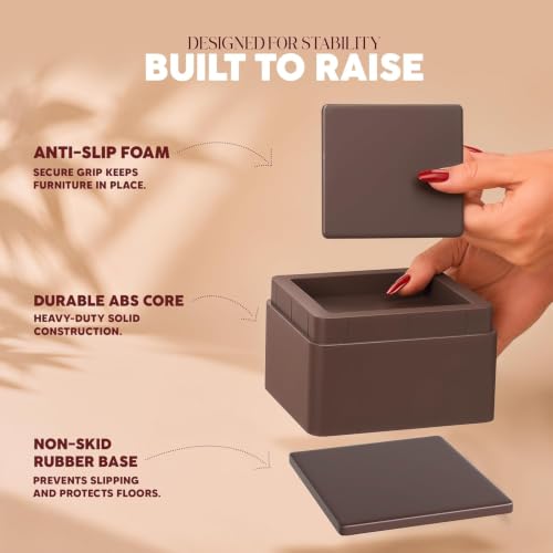 Utopia Bedding Adjustable Bed Risers 3 Inch, Brown, 8-Pack - color: Brown, size: 3 Inch (Pack of 8)