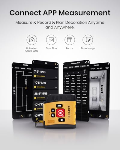 ACPOTEL Smart Digital Laser Tape Measure, 131ft Laser & 16ft Tape, App Sync - color: Sunny Yellow