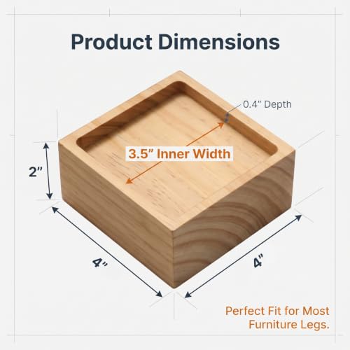 Lufia 2 Inch Solid Pine Wood Furniture Risers 4 Pack, Non Slip Silicone Lift Blocks for Bed Sofa Desk Cabinet - color: Natural Wood - 4-pack, size: 2 Inch