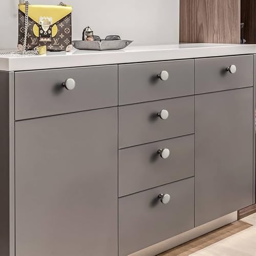 Goo-Ki 6 Pack Brushed Satin Nickel Cabinet Knobs Zinc Alloy Kitchen Hardware - Brushed Nickel Drawer Knobs Single Hole/Screw Cabinet Pulls Solid Dresser Handles - color: Brushed Satin Nickel, size: 1.2 Inches