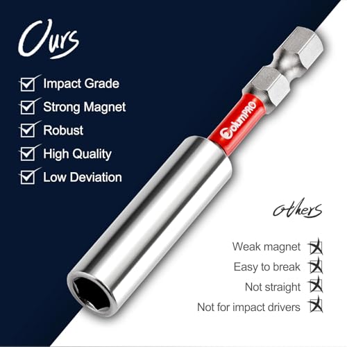 6PCS Magnetic Impact Bit Holder,1/4" Hex Shank S2 Steel Magnetic Drill Bit Extension Holder,Straight Without Bending Screwdriver Bit Extender, 2.6", 4", 6" Extensions
