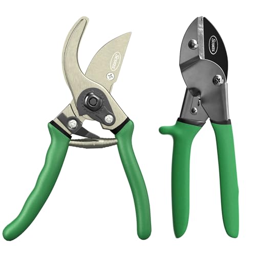 Scotts 2-Piece Pruning Shears Set – Includes 8 in. Bypass Pruner for Live Plants and 8 in. Anvil Pruner for Dry Stems – Sharp Carbon Steel Blades and Comfort Grip Handles for Garden and Yard Use - style: Anvil & Bypass Pruning Kit