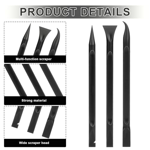 Crevice Cleaning Tool, 9 PCS Carbon Fiber Plastic Scraper Tool Car Detailing Brush Set Non-scratch Multi-purpose Scraper for Clean Small Narrow Spaces and Gaps, Remove Stickers Labels Oil Stains Dirt - color: Black