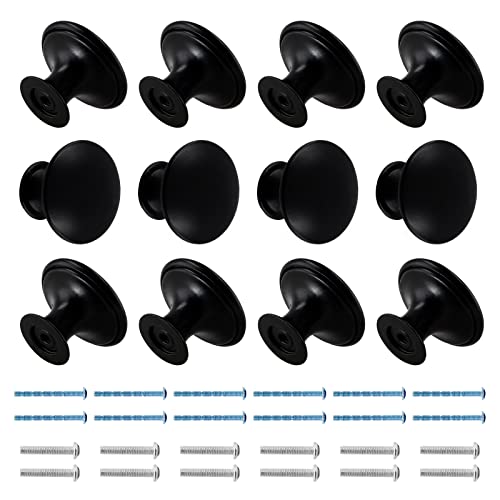 Black Cabinet Knobs 1.18" Diameter, 12 Pcs - color: Matte Black, size: 12 Pack