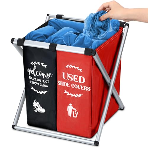 Wonderjune Foldable Disposable Shoe Cover Box Dispenser, Black, Red - color: Black, Red