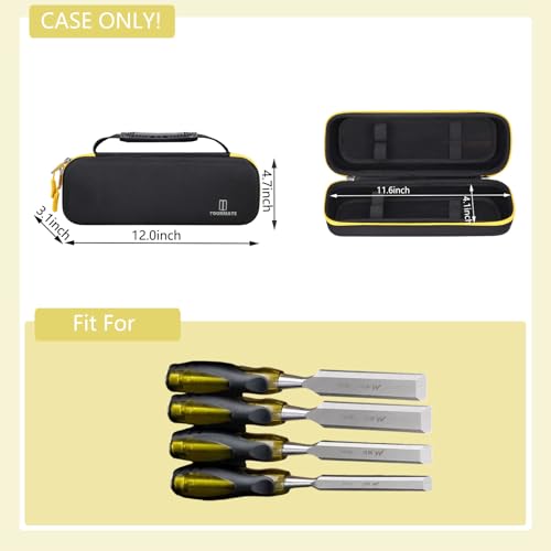 Hard Storage Case for HURRICANE/MECHEER/WFOEJEJ/WORKPRO/Milwaukee Wood Chisel Set - Travel Box Suitable for 4/8 Piece&Complete Sets of Chisels(Box for Sale) (Black & Yellow, S (4 PCS)) - size: S (4 PCS)
