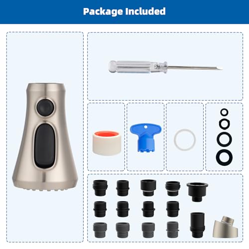 Hibbent NSF/ANSI/CAN 61 & 372 Certified Pull Down Kitchen Faucet Head - color: Brushed Nickel, style: 1.8 Gallon Per Minute