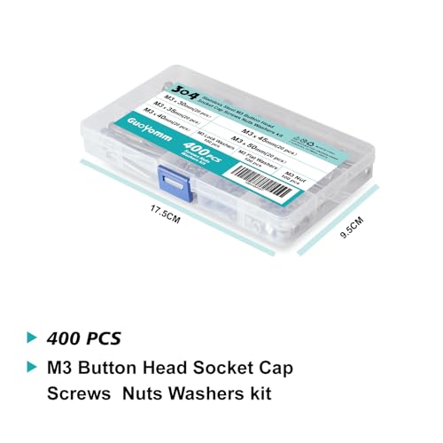 M3 Button Head Socket Cap Screws Bolts Washers Nuts Assortment Kit - size: Button M3x30/35/40/45/50 mm