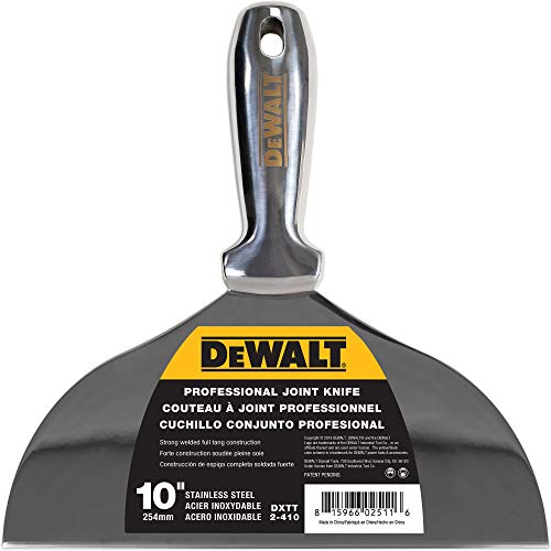 DEWALT 10" All Stainless Steel Joint Knife | One-Piece Premium Polished Metal Putty Blade | 2-410 - size: 10-Inch