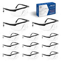 12Pack Clear Safety Glasses, Bulk Pack Safety Goggles Adjustable Temples ANSI Z87.1 Scratch Impact Resistant UV Protection Protective Eyewear Full Coverage with Side Shields for Work Lab Construction