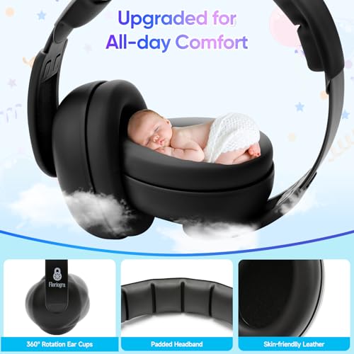 Floriogra Baby Headphones for Noise - [Upgraded Baby-Friendly Version] Ear Muffs Noise Protection Noise Cancelling Headphones - Ear Protection for 3 Months to 2 Years - color: Black