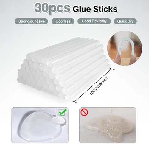 SHJADE Hot Glue Gun with 30 Glue Sticks, 20W Mini Hot Melt Gun Kit(Grey) - color: Grey-new Packaging