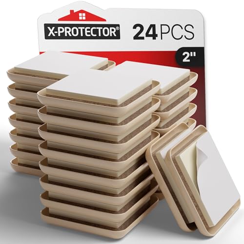 X-PROTECTOR Chair Sliders – 24 PCS 2" Furniture Sliders for Carpet - size: 24 PCS 2", Self-Adhesive, For Carpet