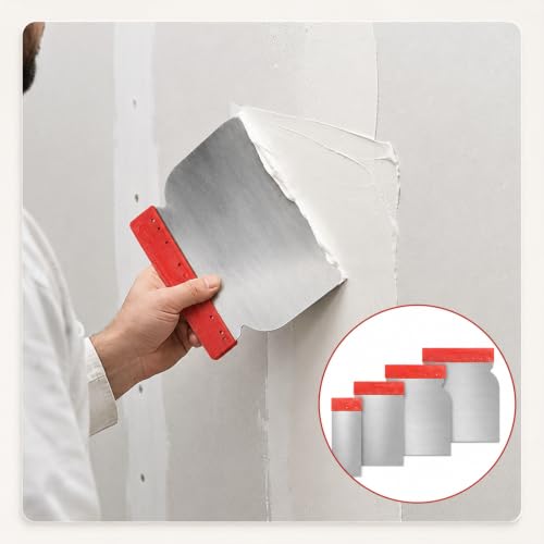 TIESOME 4Pcs Stainless Steel Metal Putty Knife Scraper Set, 4 Sizes Multipurpose Body Filler Spreader for Applying Glaze, Plaster, Cement, Paint, and Wall Decoration Hand Tools