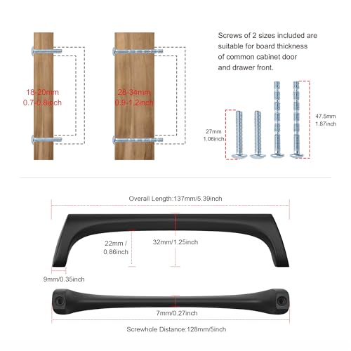 AVICCI 10 Pack Cabinet pulls-5"/128mm Mattle Black Modern Drawer Handles for Kitchen Cabinet Handles Batheroom Drawer Dresser Furniture Handware - color: Mattle Black, size: 5"(128mm)Hole Center-10Pcs