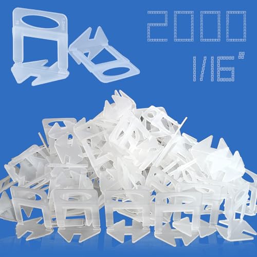 Tile Leveling System 1/16" Spacers Tile Leveler clips 2000pcs DIY Tile Leveling Spacers Tile Leveling System for Professional Ceramic and Stone Installation - size: 1/16" 2000pcs tile leveling system