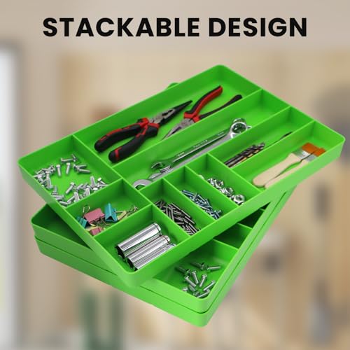 10-Compartments Tool Box Organizer Tray (1, Green) - color: Green