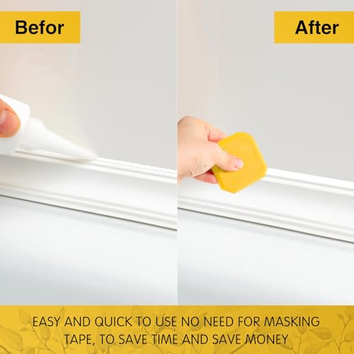 Outus 2 Pieces Caulking Tool Set Silicone Sealant Grout Tool for Kitchen Bathroom Floor Sealant Sealing(Yellow) - color: Yellow