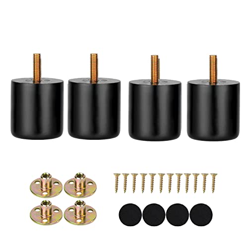 Maricome 2 Inch Furniture Feet Set of 4, 2" Wood Legs for Ottoman Dresser Chair Small Mini Wooden Feet Predrilled M8 Bolt - color: 2 Inch Black Column