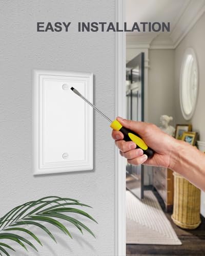 Switch Plates Outlet Covers, 2-Pack Metal Wall Plates, Pure White - color: Pure White, size: 1 Blank 2PK