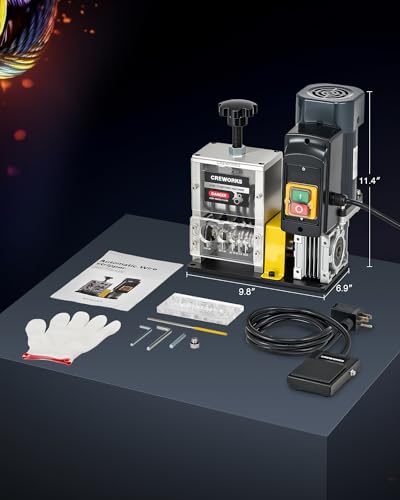 CREWORKS 180W Electric Wire Stripper Machine for 0.06"-1.18" Wires,5 Blades