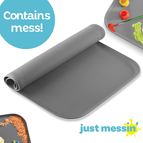 Just Messin’ Silicone Arts and Crafts Mat for Kids, 16" x 26", Gray - color: Gray, size: 16" x 26"