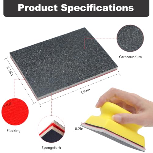 Sanding Block Set, 26Pcs Sanding Sponges with A Hand Tool Reusable 3×4 Inch Wet Dry Foam Sanding Blocks for Wood, Furniture, Metal & Drywall (80-3000 Grit Kit)