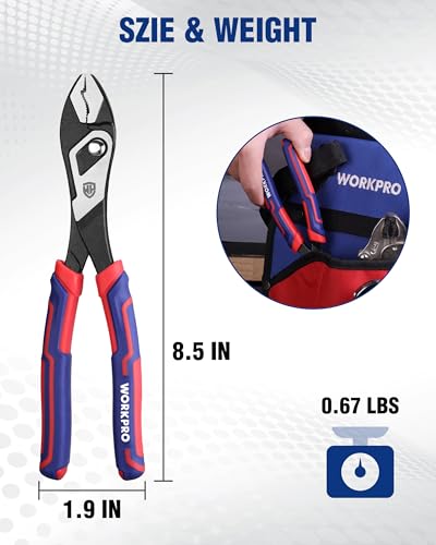 WORKPRO 8.5 Inch Slip Joint Pliers, Heavy-Duty Carbon Steel Plier Tools