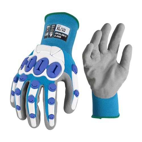 Safety Work Gloves Men Women, Impact Gloves with TPR Protection - color: Blue, size: X-Large