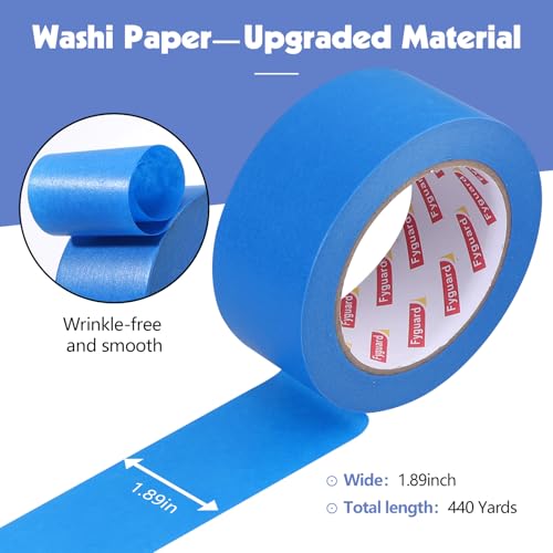 8 Rolls Painters Tape 2 Inch Wide Blue Painters Tape for Wall Painting - size: 8rolls/2in（L)