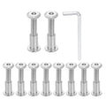 HARFINGTON 10 Set M6x35mm Hex Drive Socket Cap Bolt and M6x15mm Nuts with M4 Hex Wrench, Furniture Connector Bolts and Screws for Furniture Countersunk Belt, Silver - size: M6x35mm, M6x15mm