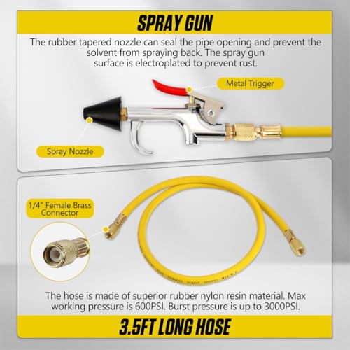 AC Flush Kit Pressure Regulating&Relief Valve AC Cleaner Real-time Monitoring Pressure Gauge AC Cleaning Kit with Spray Head & Hook & 3.5FT Hose&Fitting for Air Conditioner Pipe, Condenser, Evaporator
