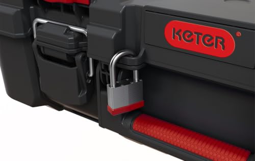 Keter Stack N' Roll Power Tool Case with Removable Dividers - color: Black/Red, size: Power Tool Organizer